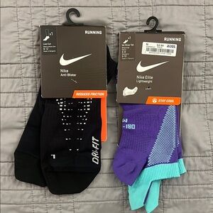 NWT Set Of 2 pairs of Nike Running Socks - Black and Purple